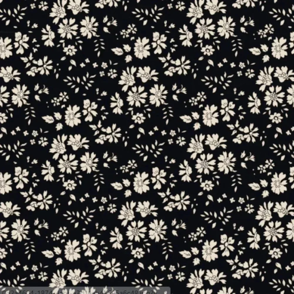 Liberty of London Art Fabric Scrunchie Black White Capel Floral Cottagecore